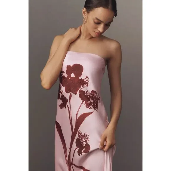 chinese dress ladies Anthropologie Strapless Satin Maxi Slip Dress – Taite Ro